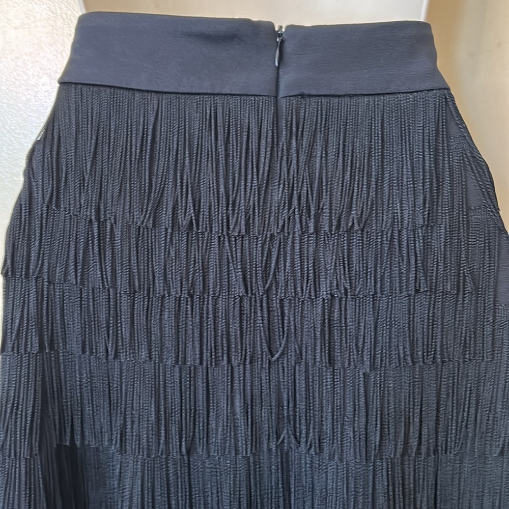 Jaygodfrey black silk fringe skirt size 8 - Picture 6 of 8